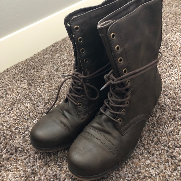 Women’s Madden Girl Brown Combat Boots - Picture 1 of 8